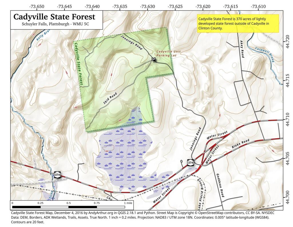 Map Cadyville State Forest Andy Arthur Org