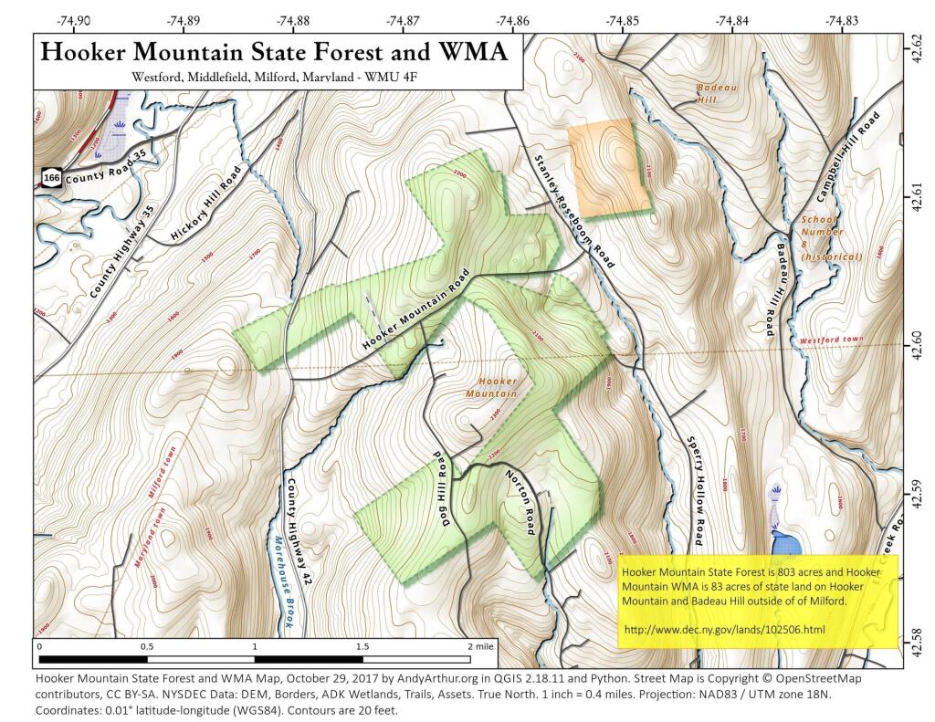 Map Hooker Mountain State Forest And Wma Andy Arthur Org