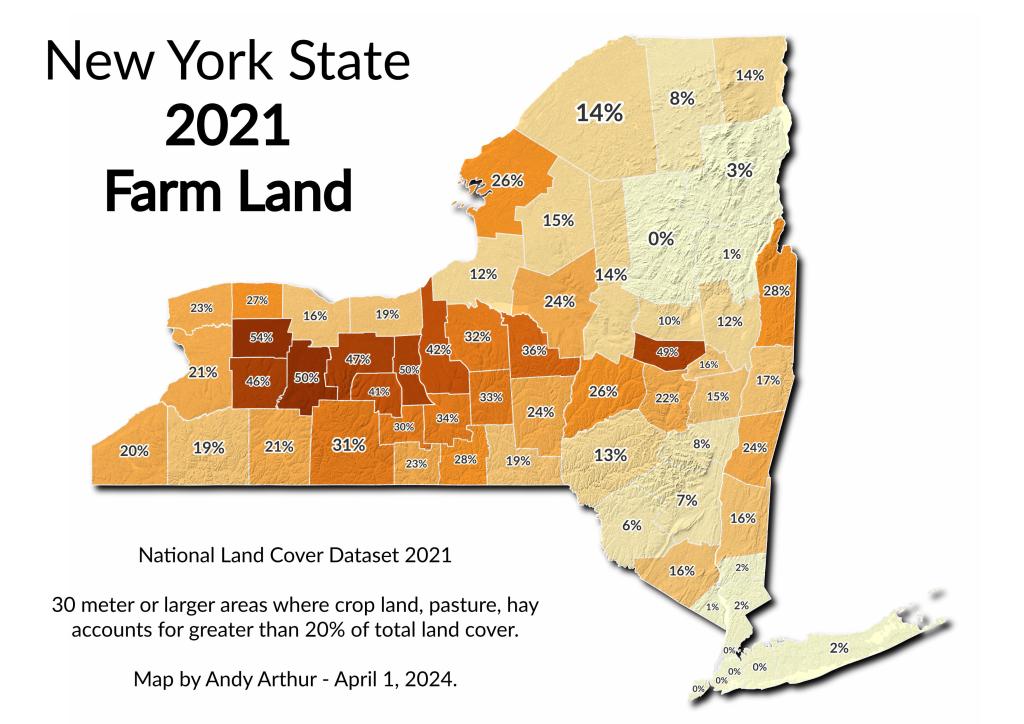 Farm Land by New York State County in 2021