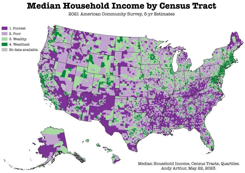 US Median Household Income by Census Tract