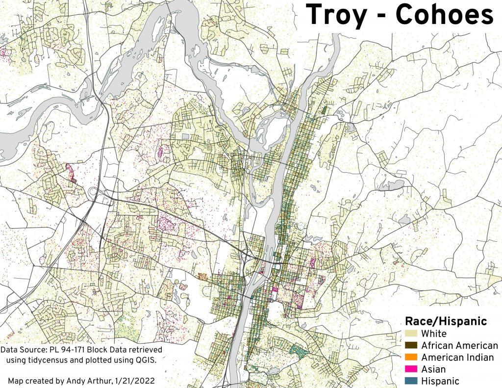 Troy-Cohoes, A Racial Dot Map