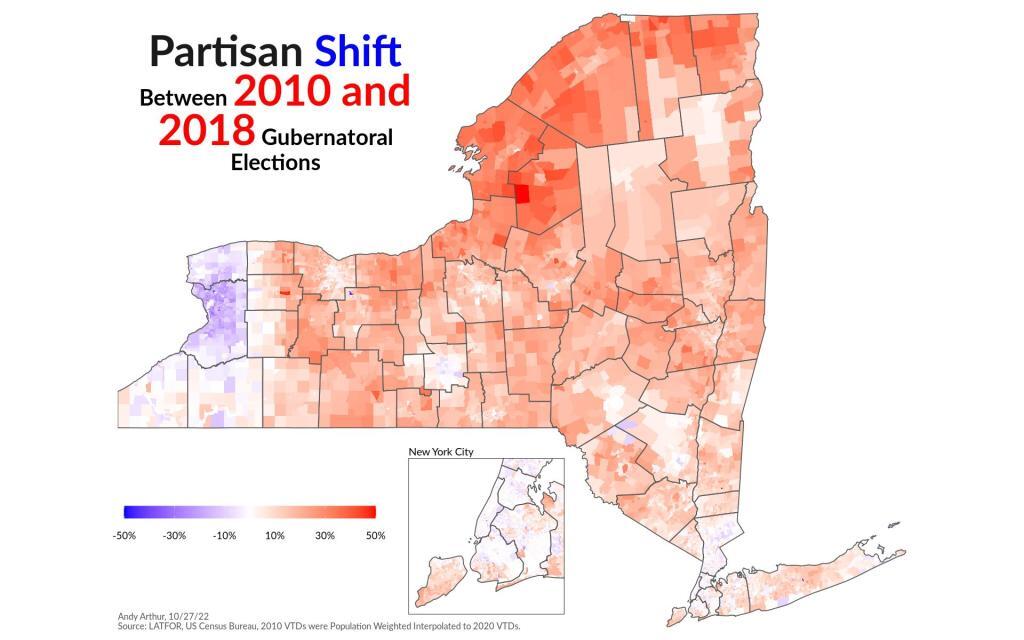 Partisan Shift Between the 2010 and 2020 Gubernatorial Races