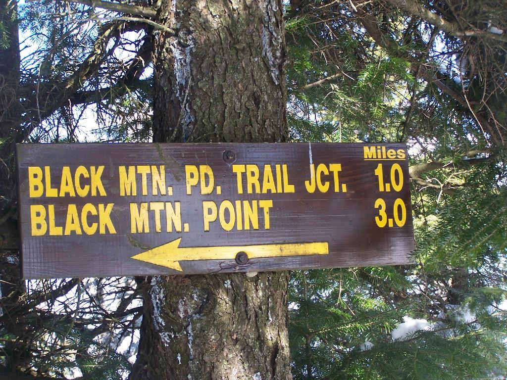 Sign to Foot Trail Down Back of Mountain