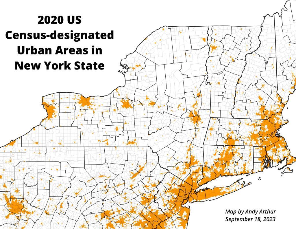 2020 US Census Urban Areas in New York State