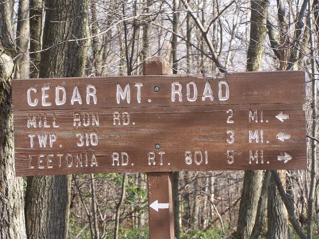 Cedar Mountain Road Sign