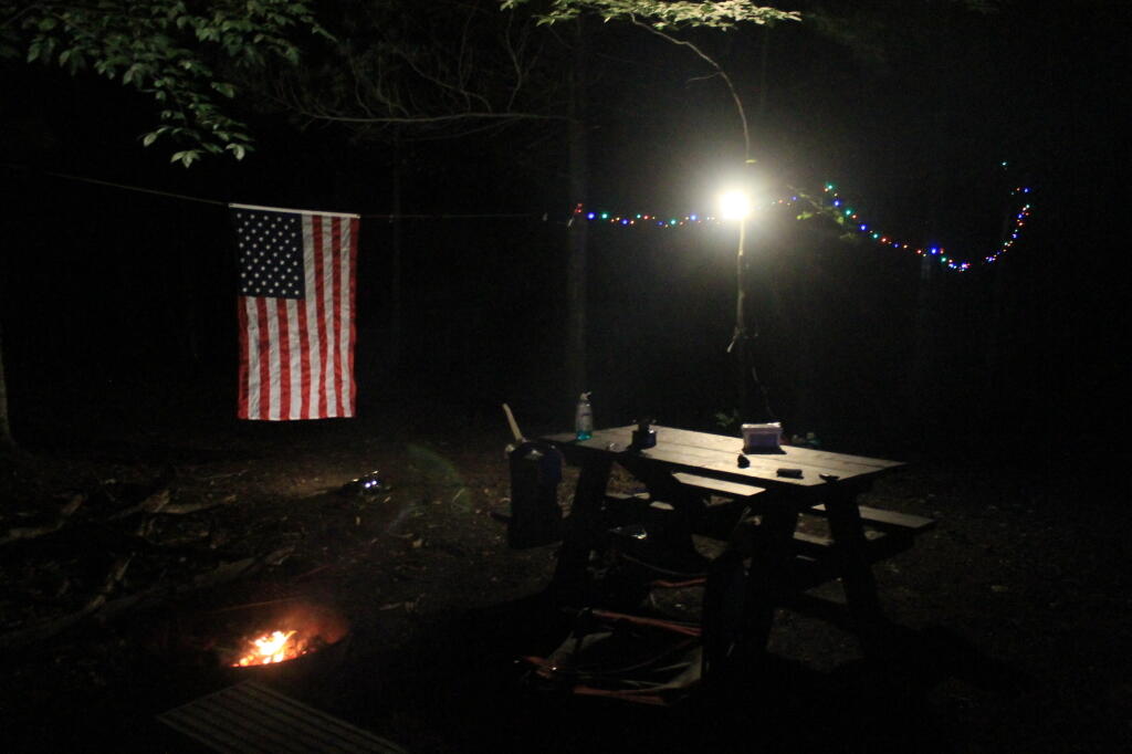 Picnic Table and Flag