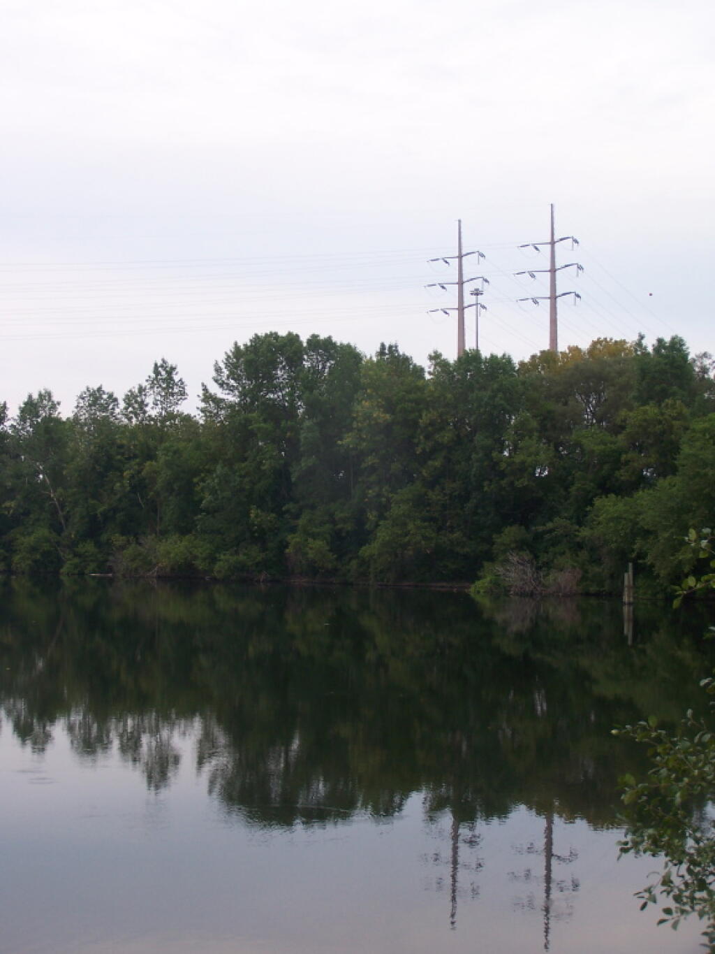 Powerlines Reflect Into Barge Canal