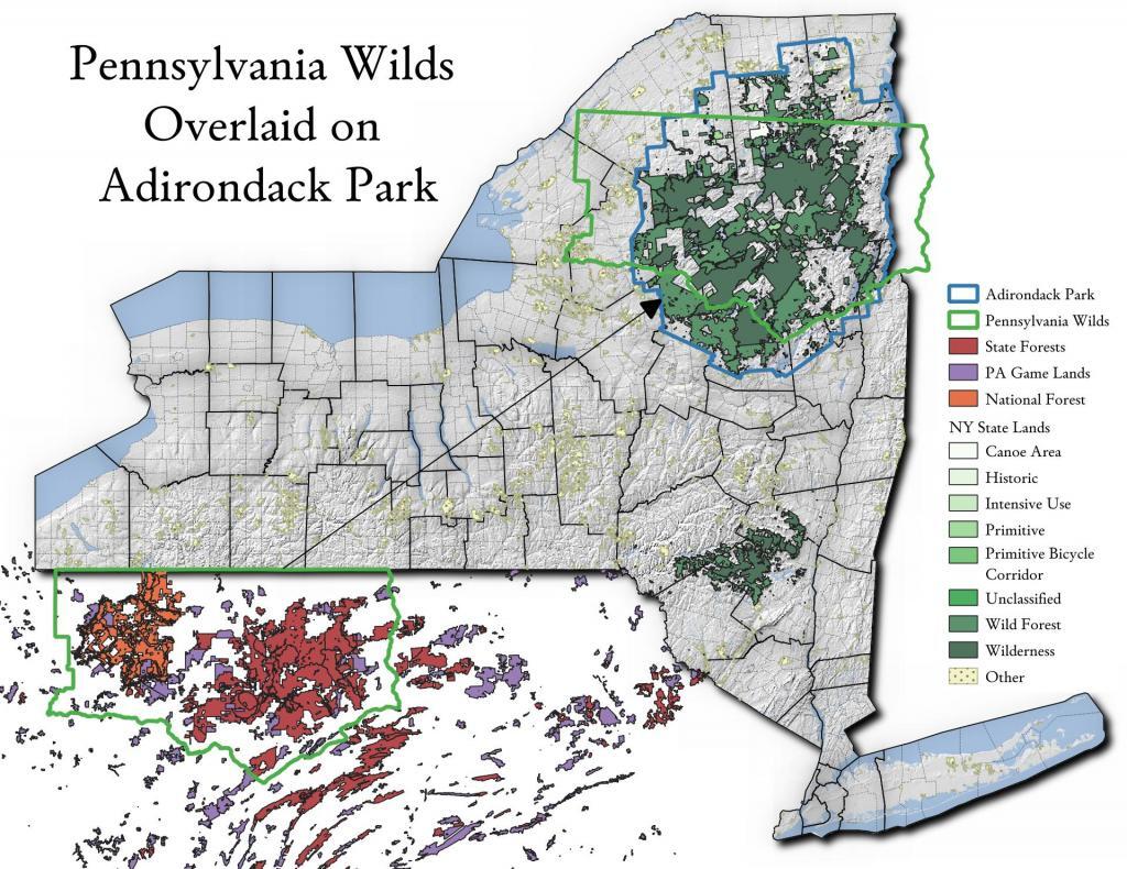 Pennsylvania Wilds Overlaid Over Adirondack Park