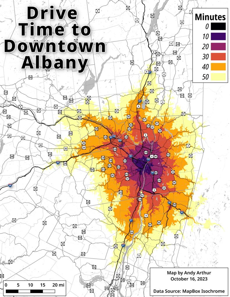 Drive Time to Downtown Albany
