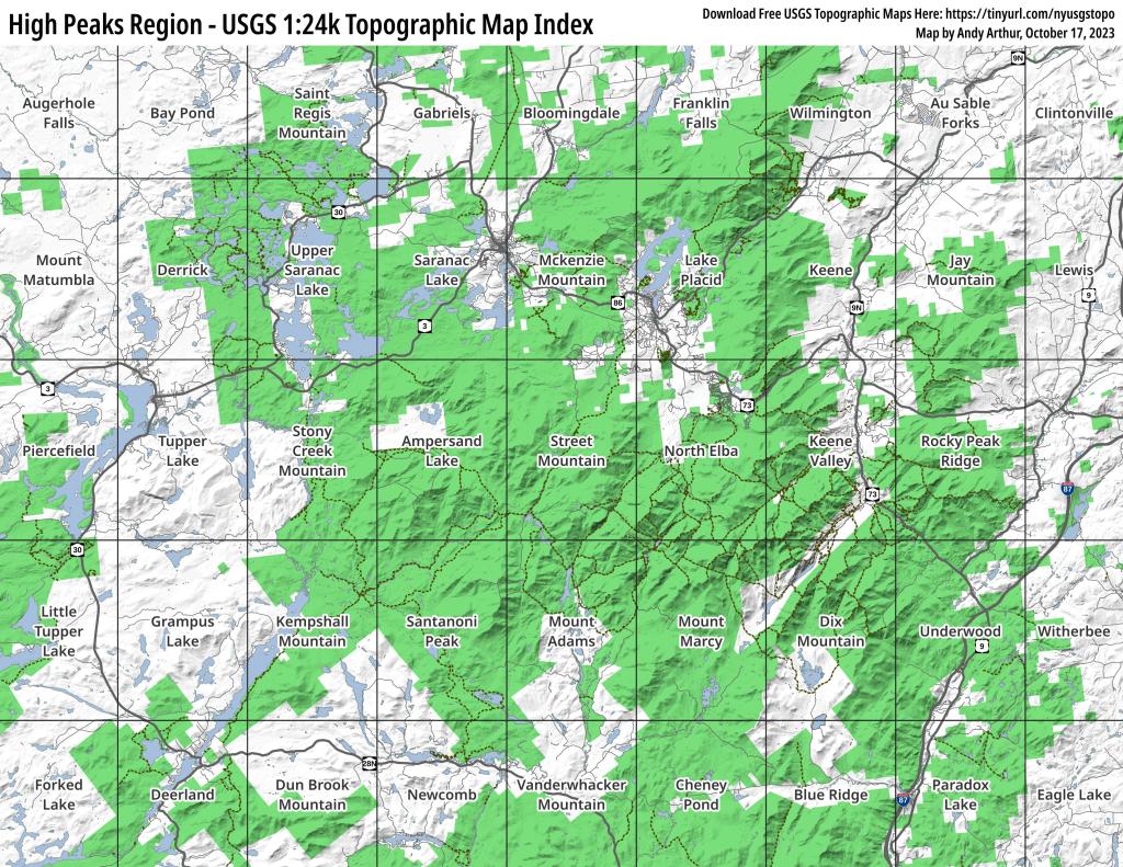 High Peaks Region - USGS 1:24k Topographic Map Index