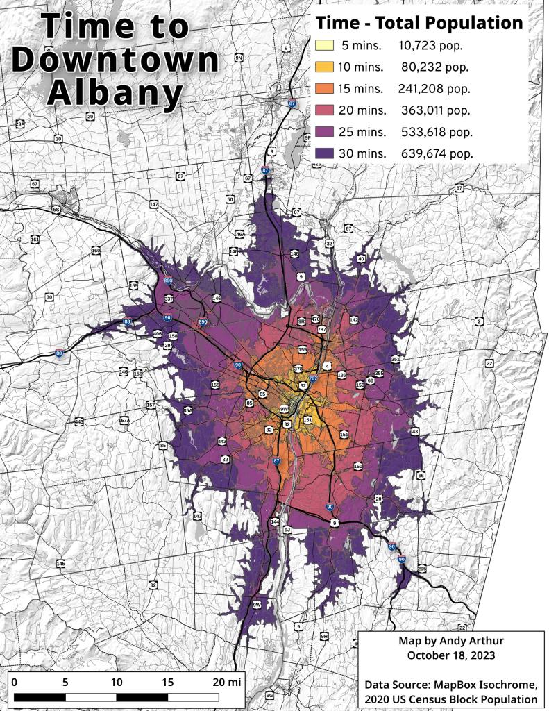 Population within 30 Minutes of Downtown Albany