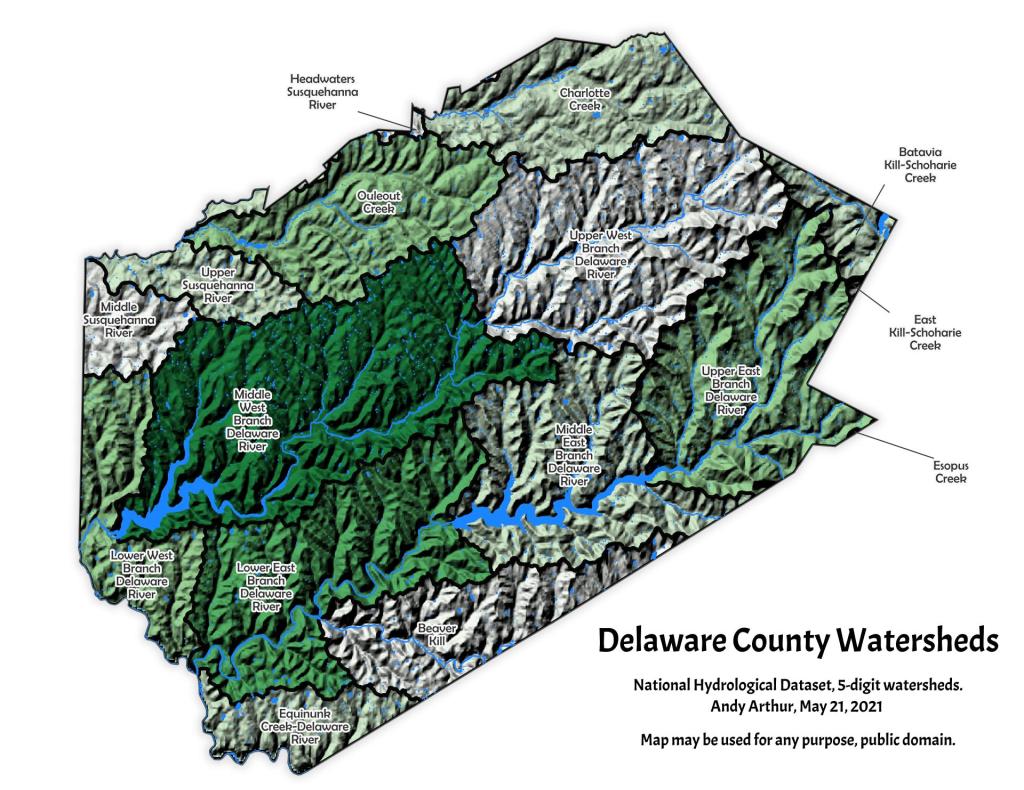Major Watersheds of Delaware County