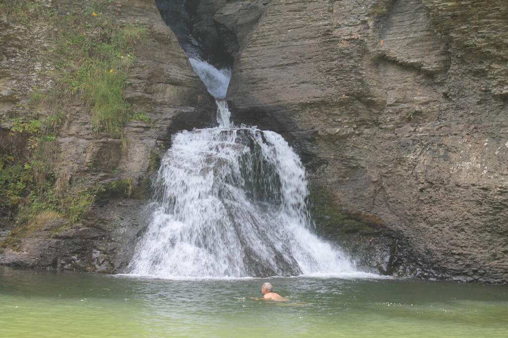 Swimmer Below Lower Falls