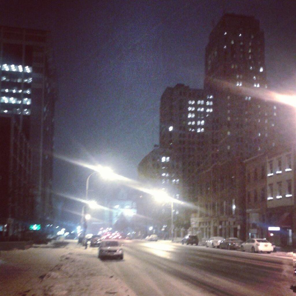 Downtown Albany after light snow