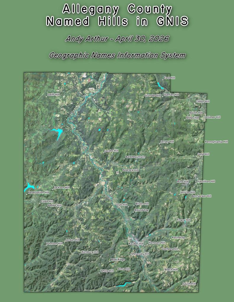 Allegany County - Named Hills in GNIS