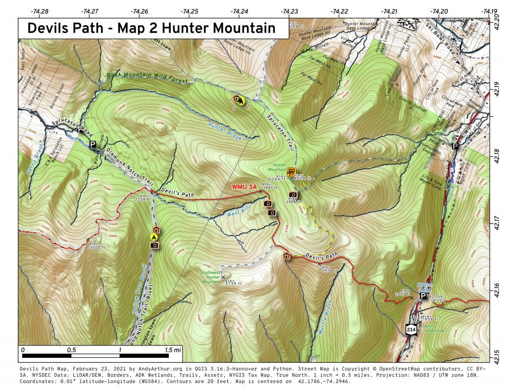 Devils Path - Map 2 Hunter Mountain