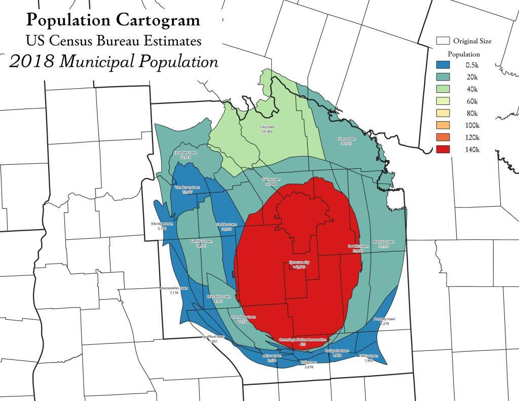 2018 Onondaga County Population Cartogram