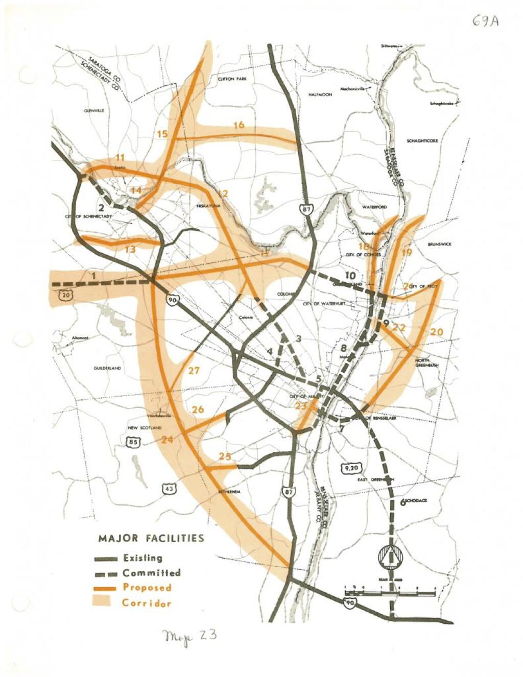 Proposed and Under Construction Capital Region Highways, 1969
