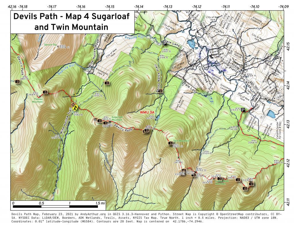 Devils Path - Map 4 Sugarloaf and Twin Mountain