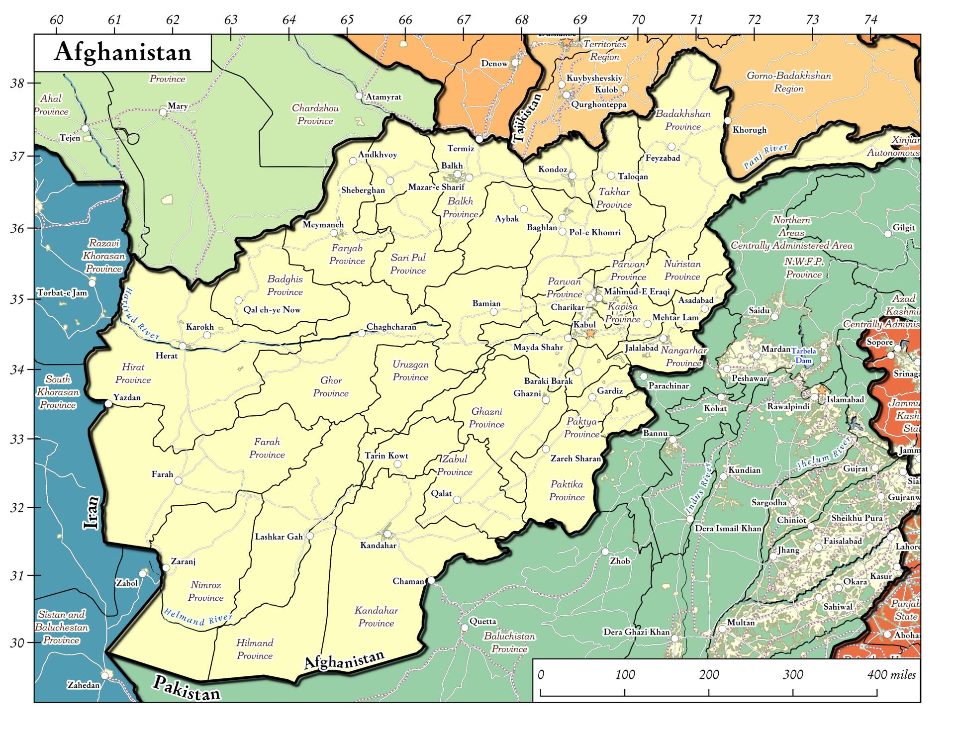 Afghanistan Kaart - kaart