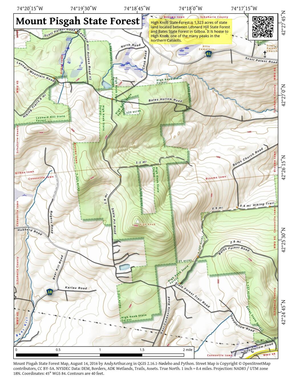 Map: Mount Pisgah State Forest | Andy Arthur.org