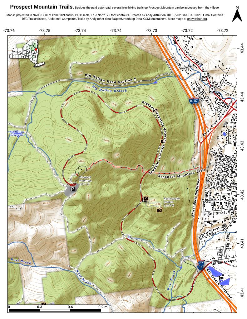 Prospect Mountain Trail Map Map: Prospect Mountain Hiking Trail | Andy Arthur.org