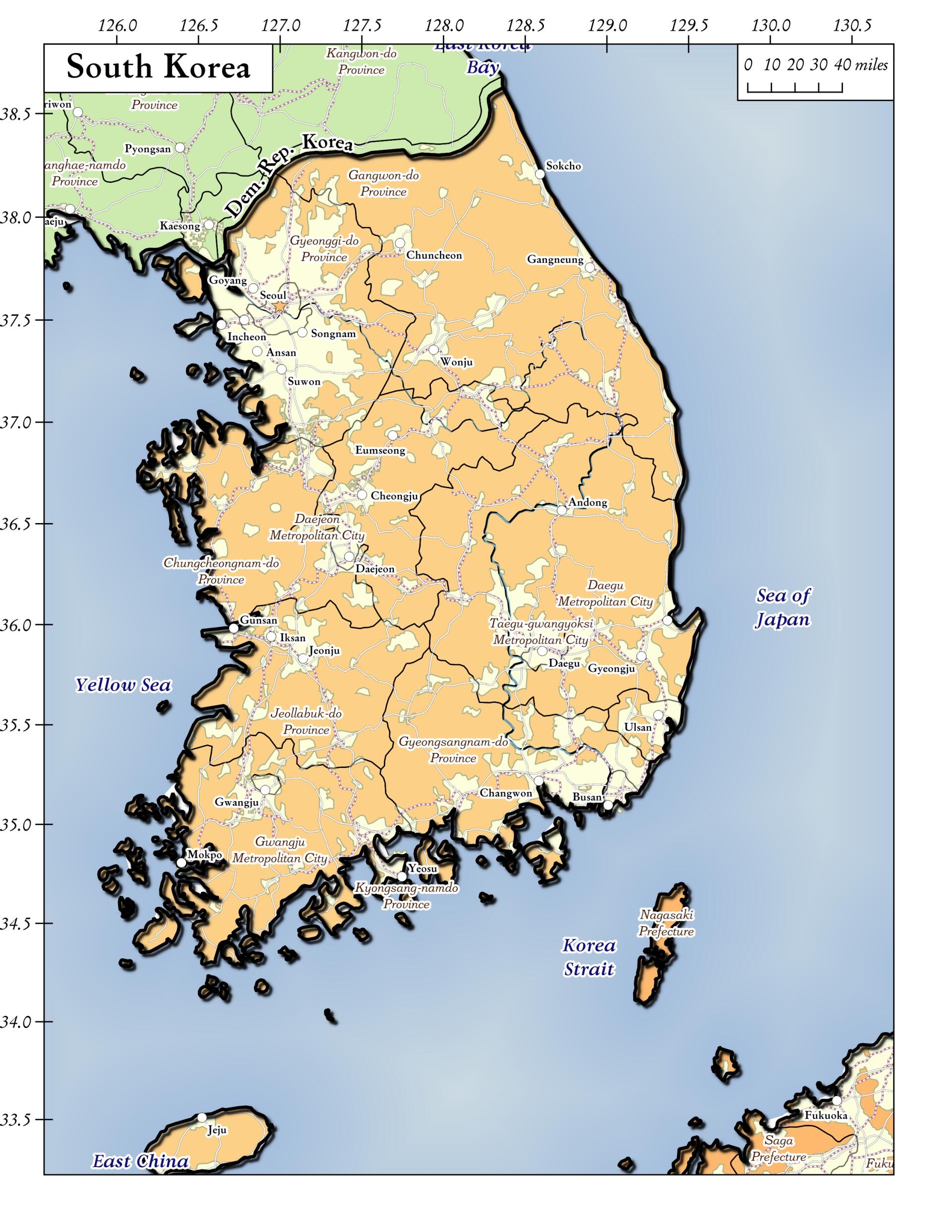 Political Map Of South Korea Images