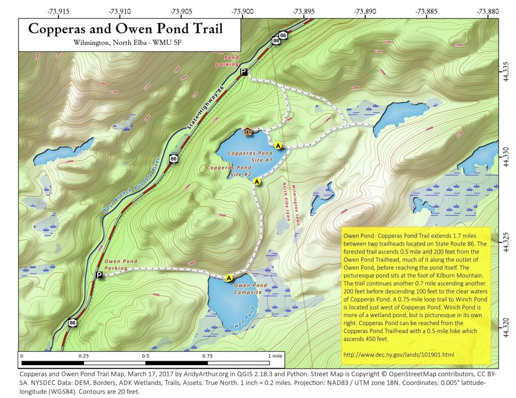 Map: Copperas And Owen Pond Trail - Andy Arthur.org