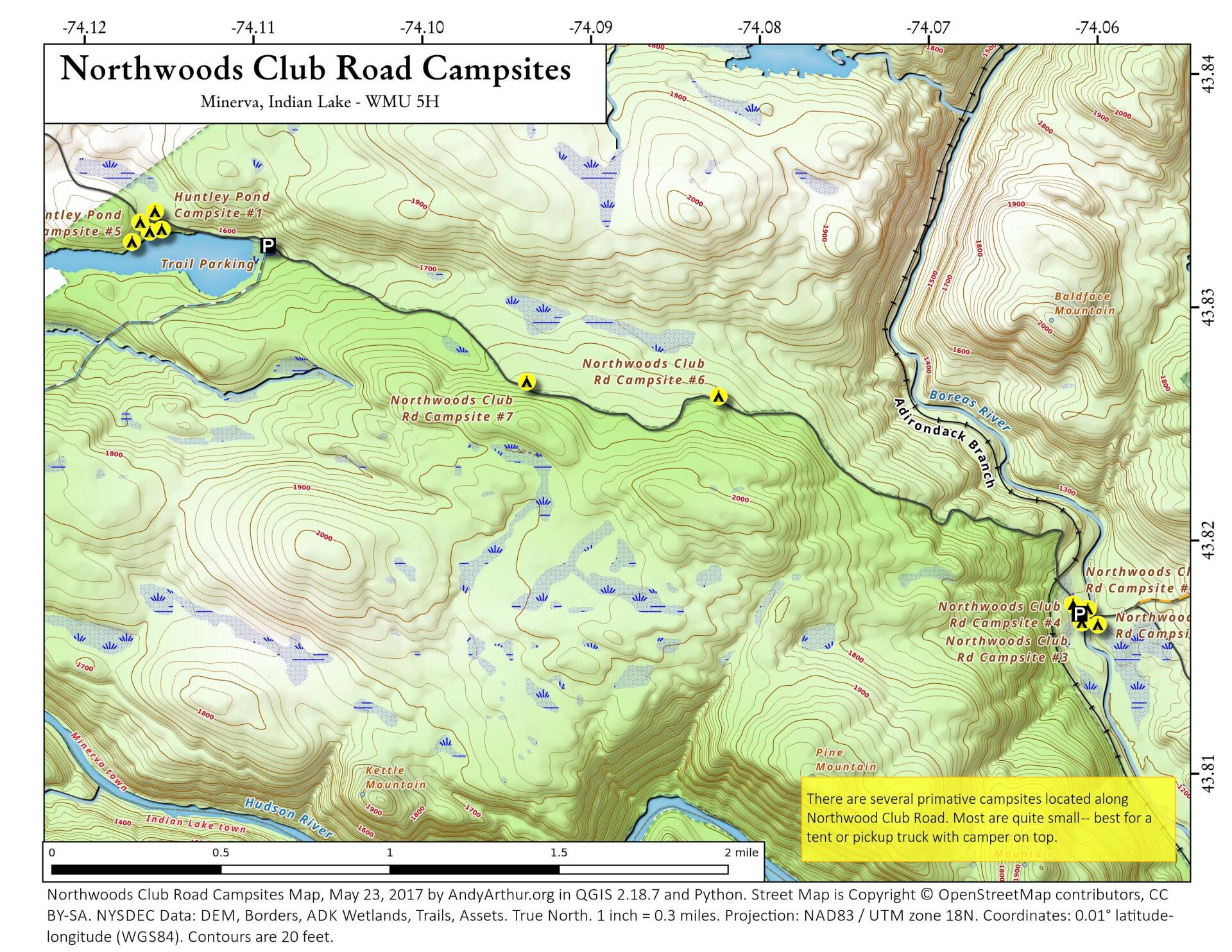 Map: Northwoods Club Road Campsites - Andy Arthur.org