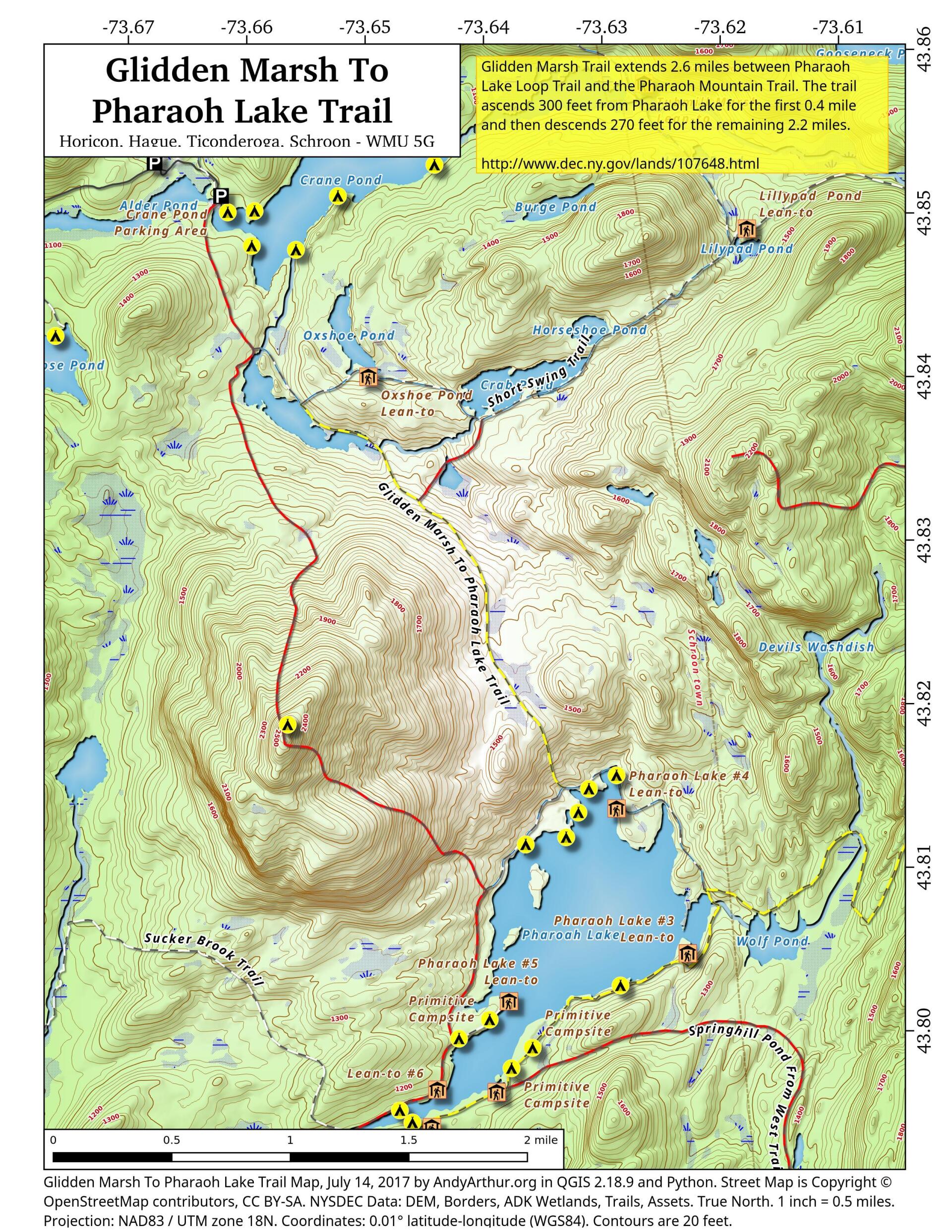 Pharaoh Lake Wilderness Trail Map Map: Glidden Marsh To Pharaoh Lake Trail | Andy Arthur.org