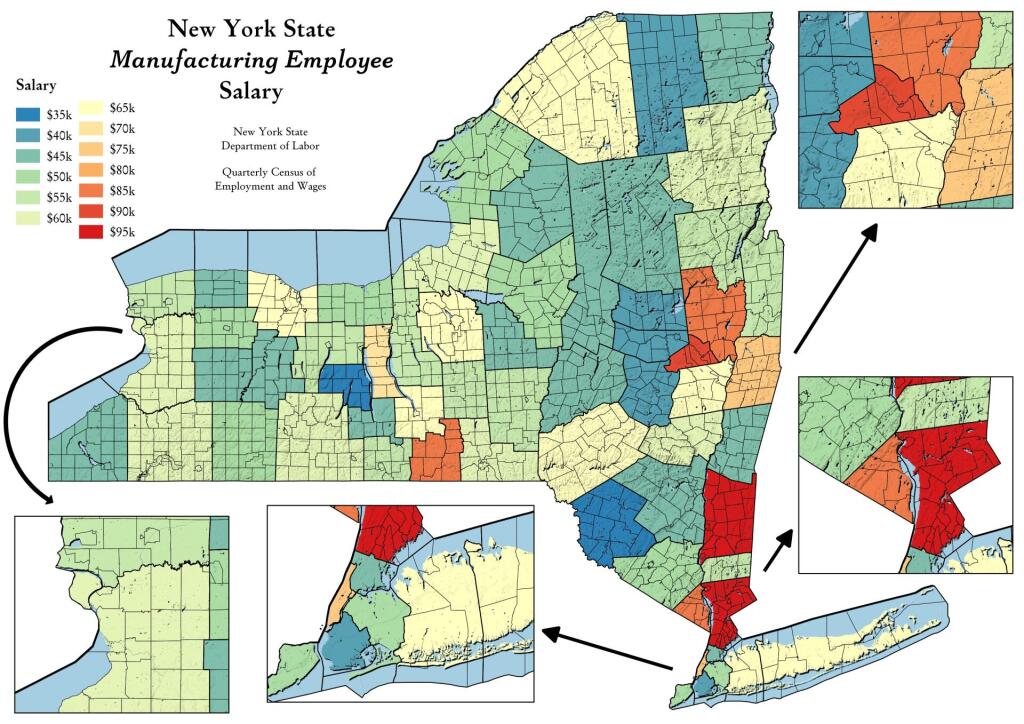 Map New York State Manufacturing Employee Salary Andy