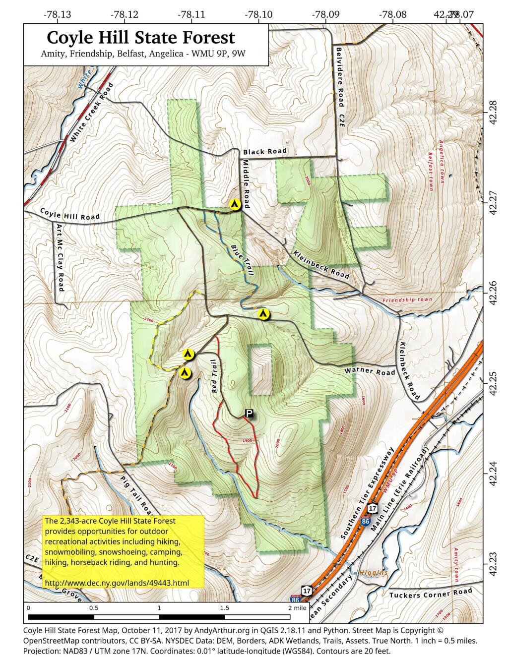 Map: Coyle Hill State Forest - Andy Arthur.org