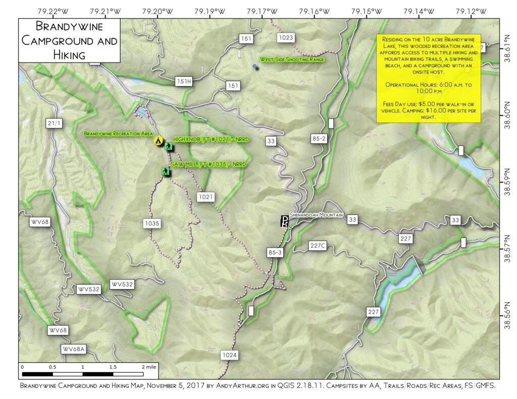 Map: Brandywine Campground And Hiking | Andy Arthur.org