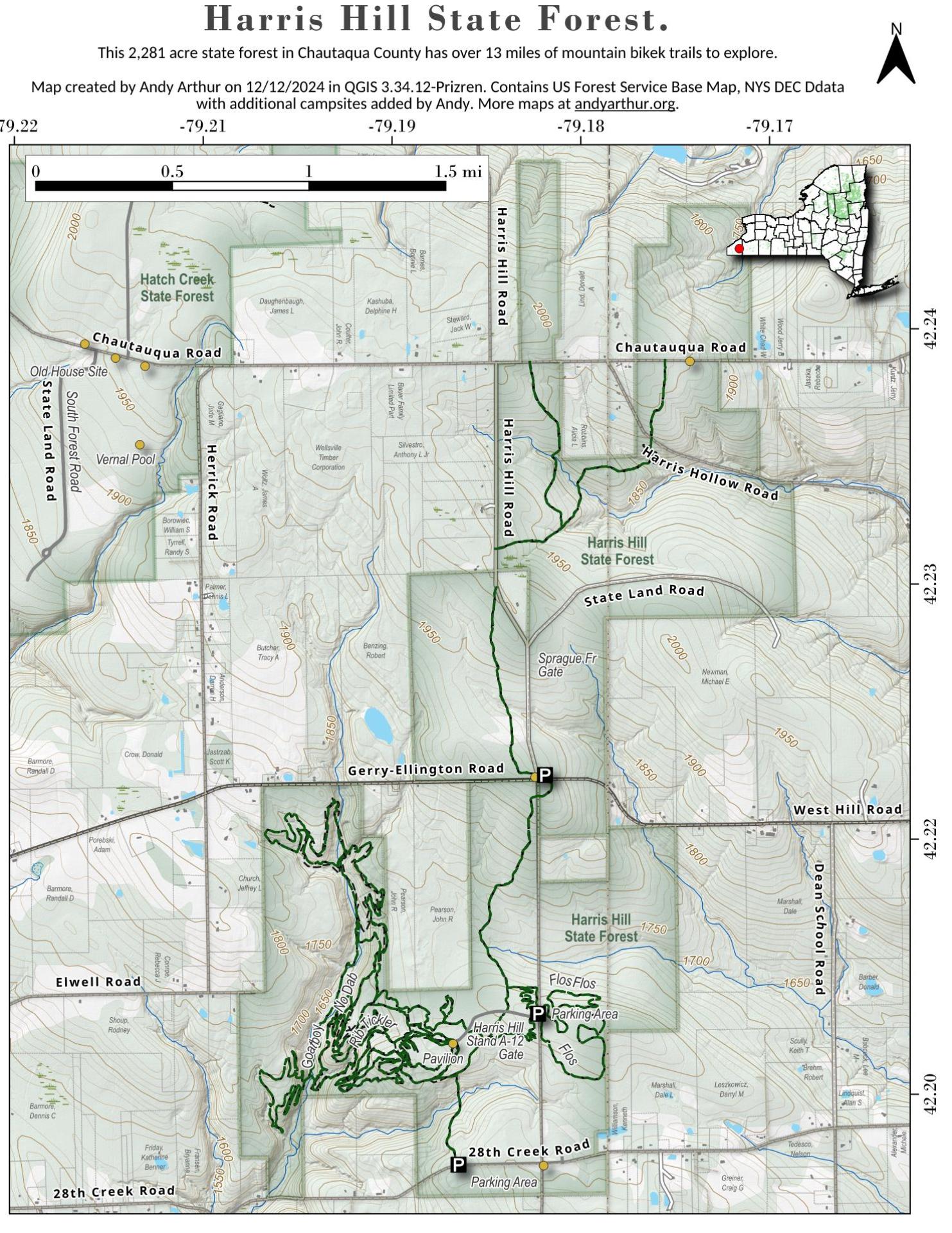 Map: Harris Hill State Forest | Andy Arthur.org