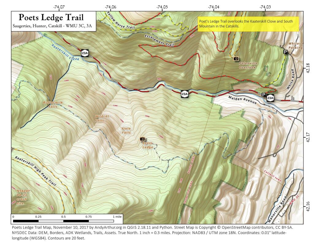 Map: Poets Ledge Trail - Andy Arthur.org