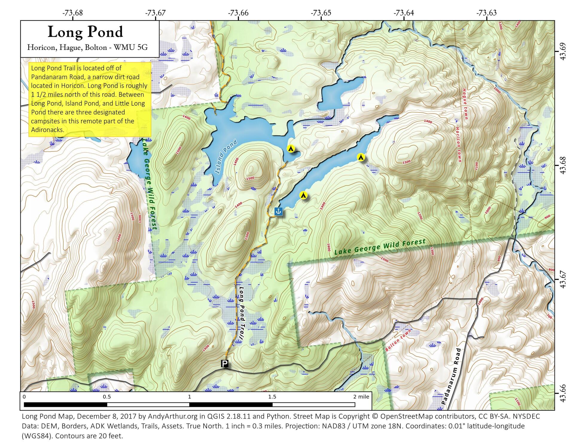 Map Long Pond And Island Pond Andy