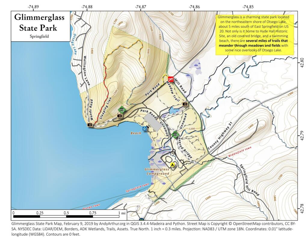 Glimmerglass State Park Map Map: Glimmerglass State Park | Andy Arthur.org