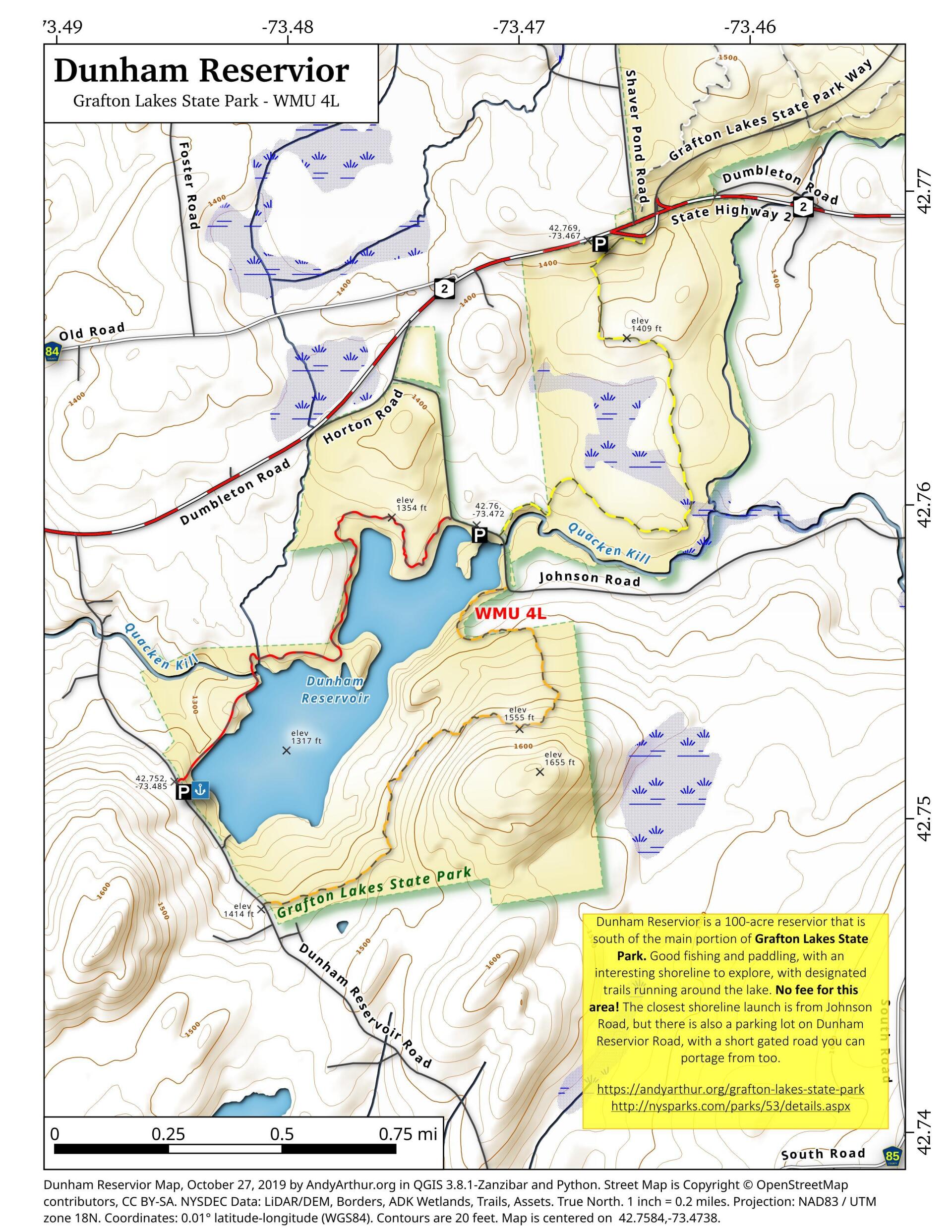 Map: Dunham Reservior | Andy Arthur.org