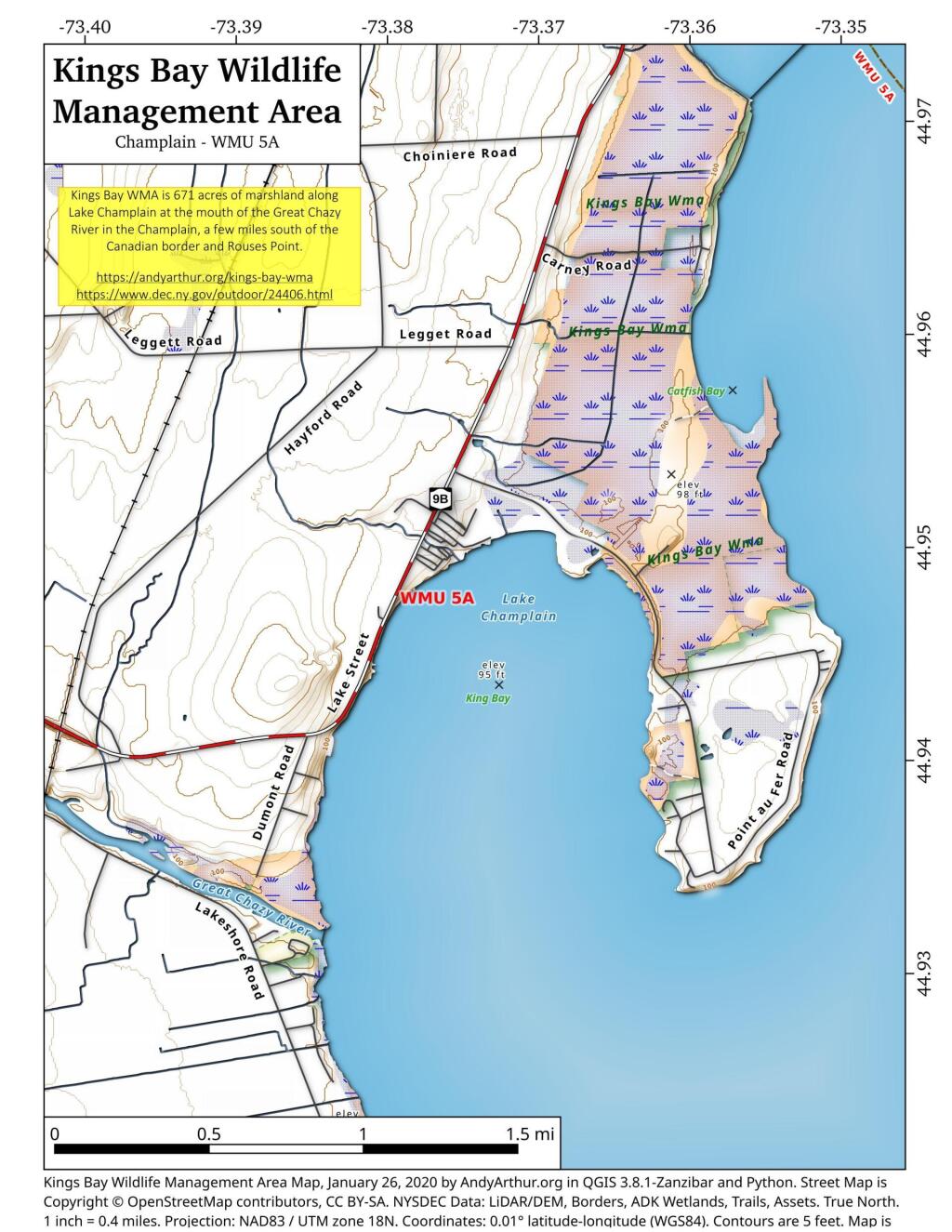 Map: Kings Bay Wildlife Management Area | Andy Arthur.org