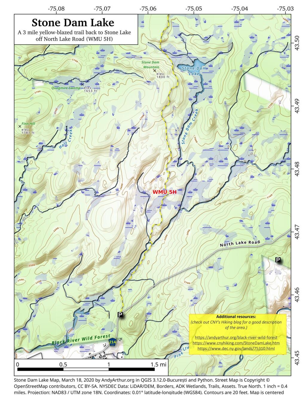 Map: Stone Dam Lake | Andy Arthur.org