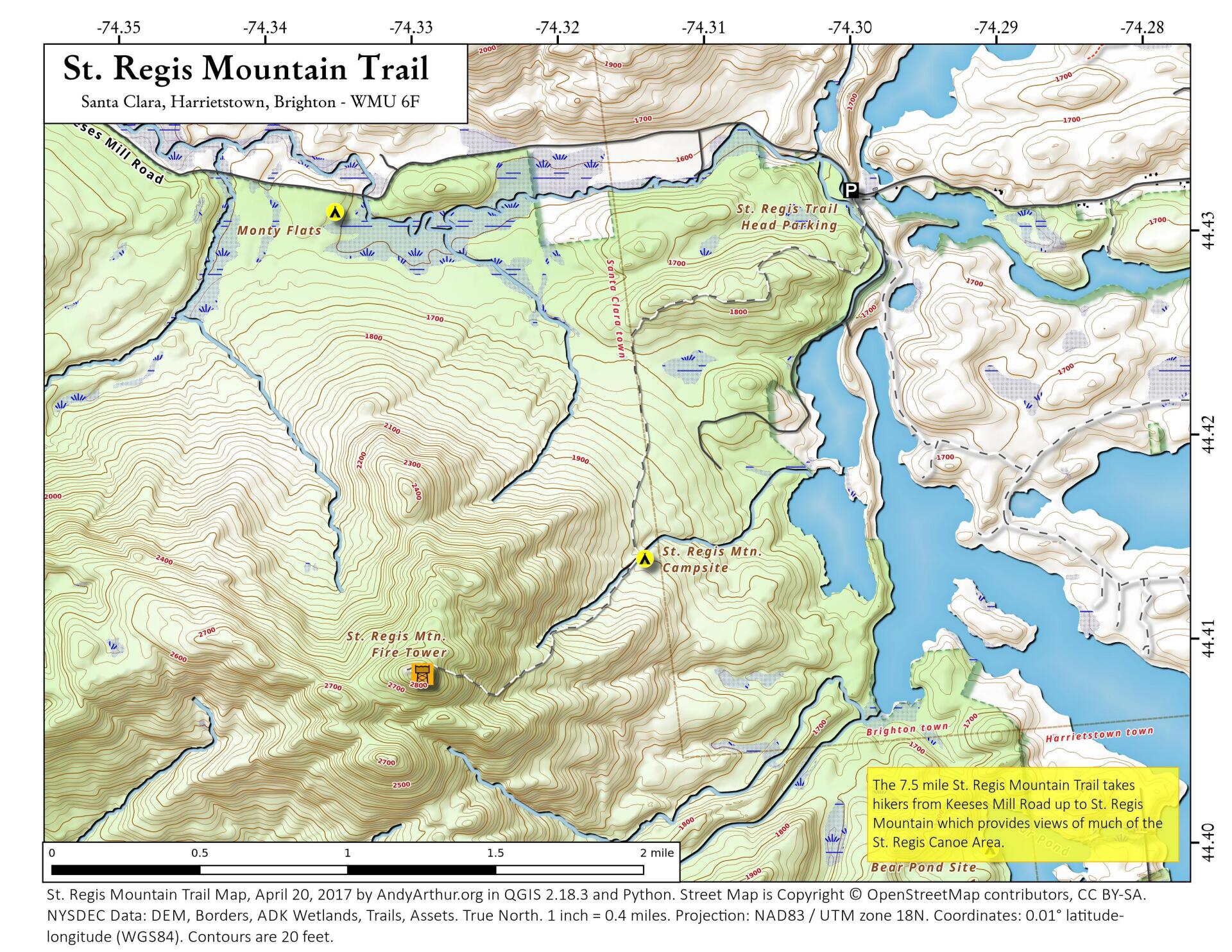 Map St. Regis Mountain Trail Andy