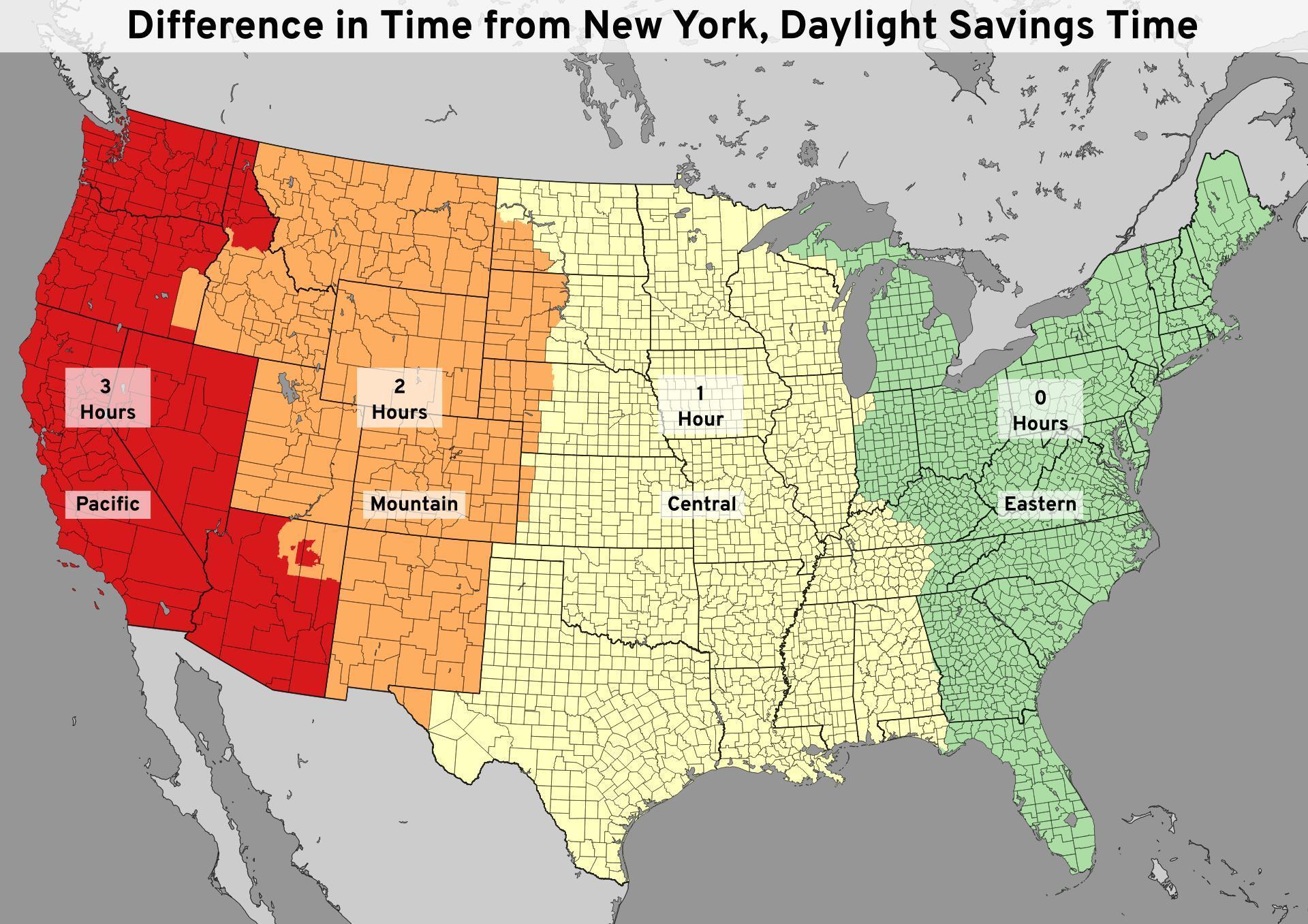 Thematic Map Difference From NY Daylight Savings Time Andy Arthur Thematic Map Difference From NY Daylight Savings Time Andy Arthur