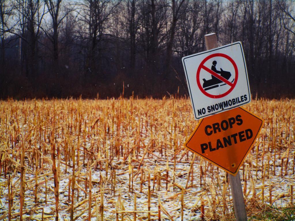 Photo: No Snowmobiles. Crops Planted.
