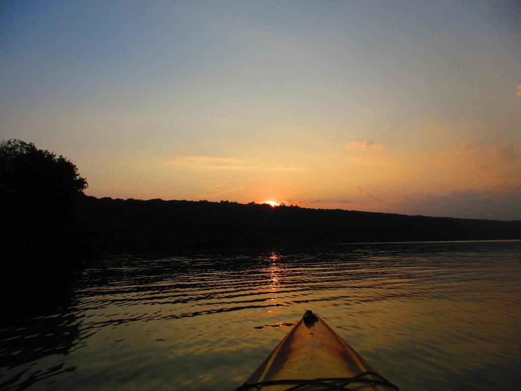 Photo: Paddling Cayuga Lake around sunset