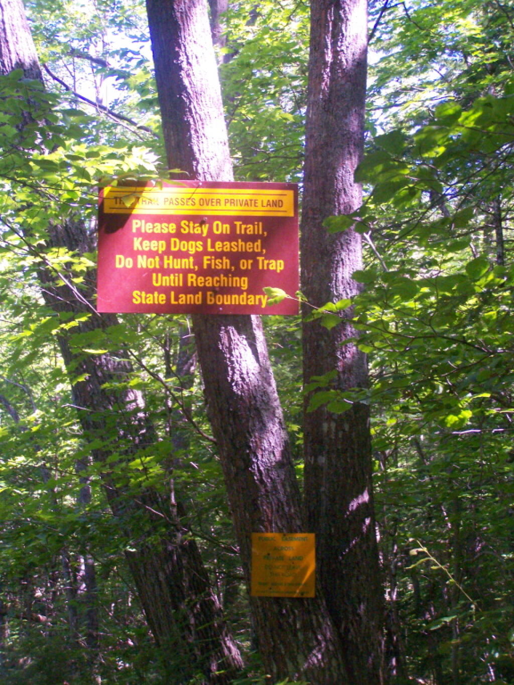 Photo: Trail Crosses Private Easement Sign