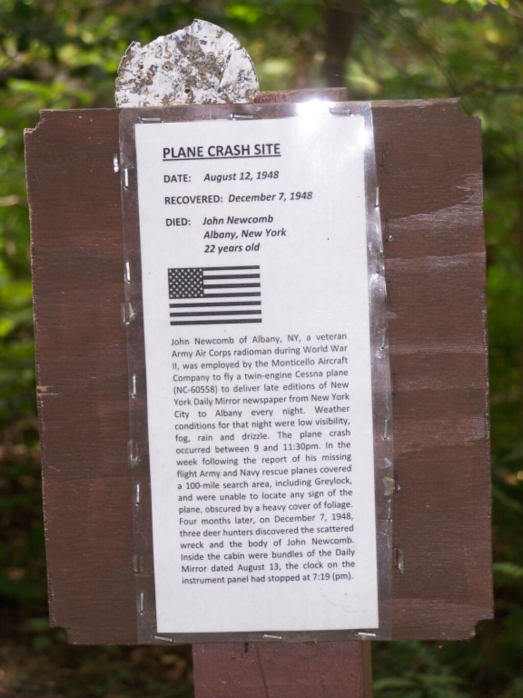 Photo: Plane Crash Site Marker Photo: Plane Crash Site Marker