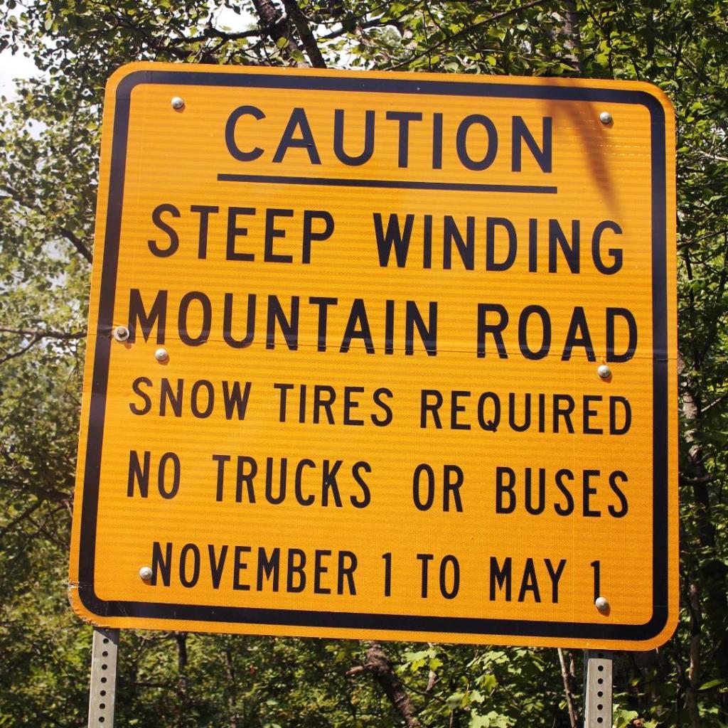 Photo: Caution Steep Winding Mountain Road
