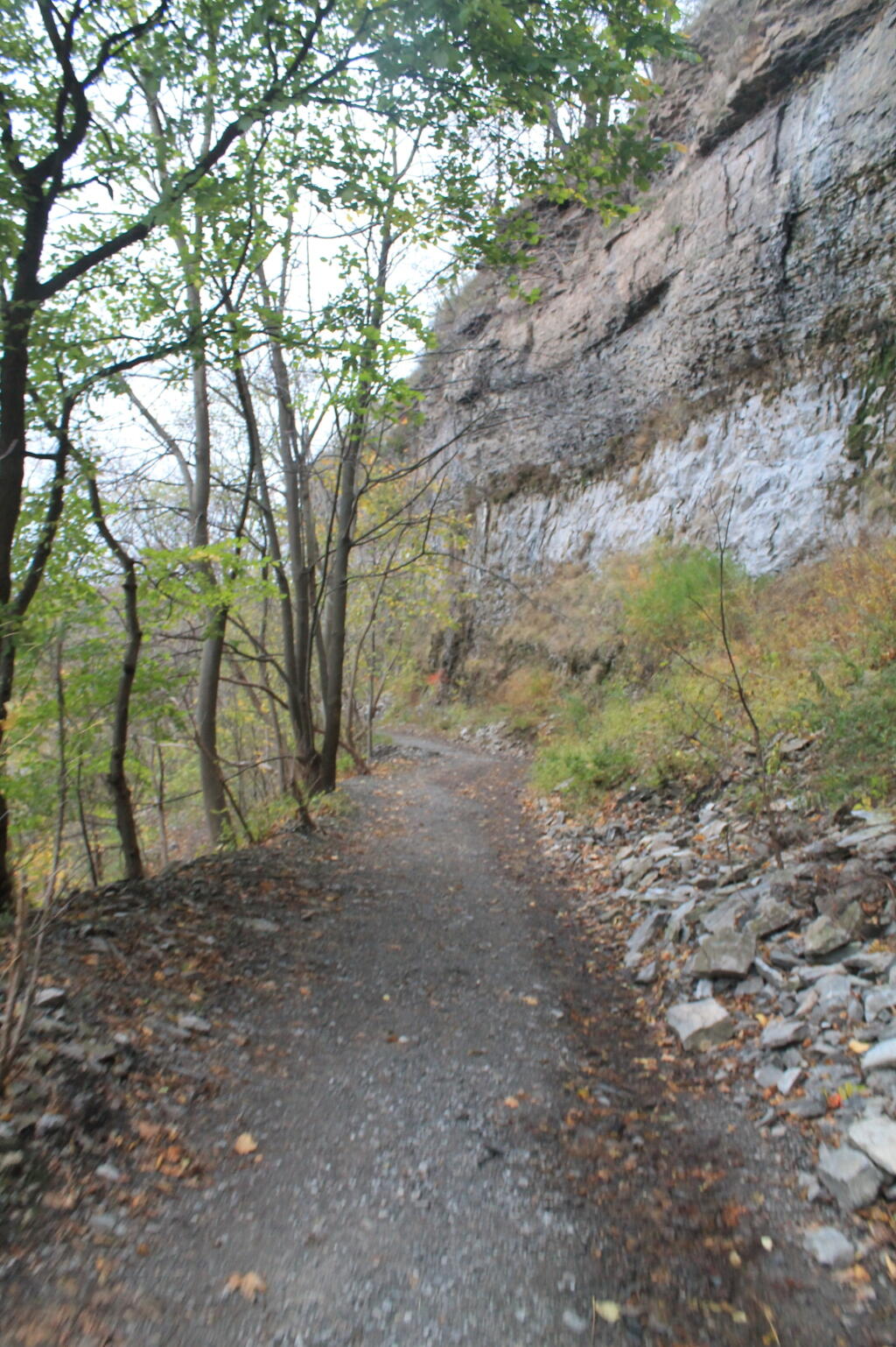 Photo: Railroad Bed with High Cliffs Above