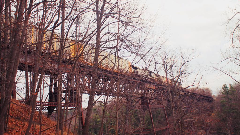 Photo: Crossing the Old Portage Tressel Bridge