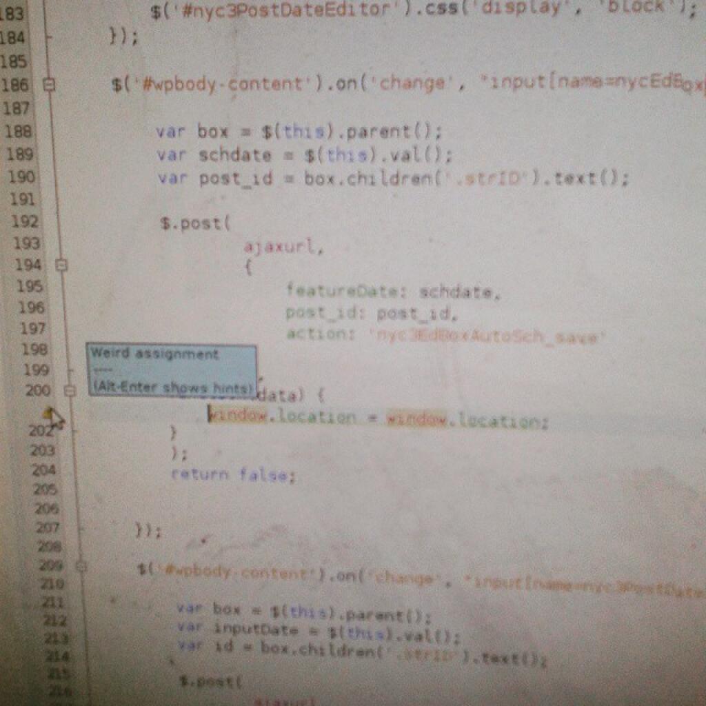 Photo: I guess I'm just weird. This is valid javascript for refreshing a window